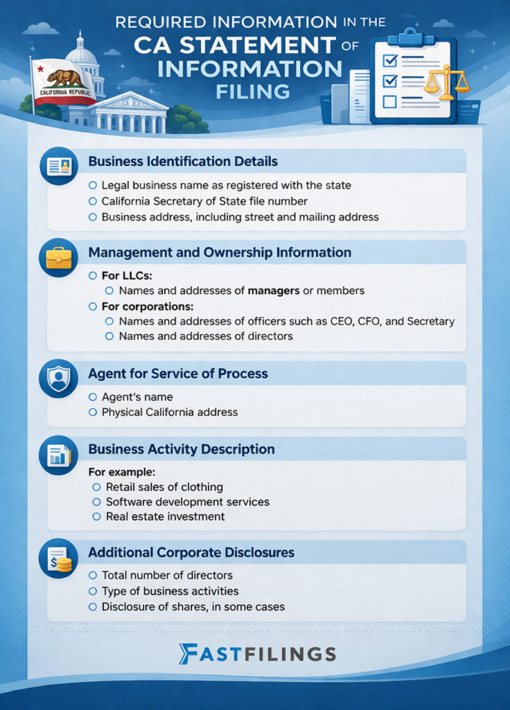 Statement of Information Filing Requirements in California